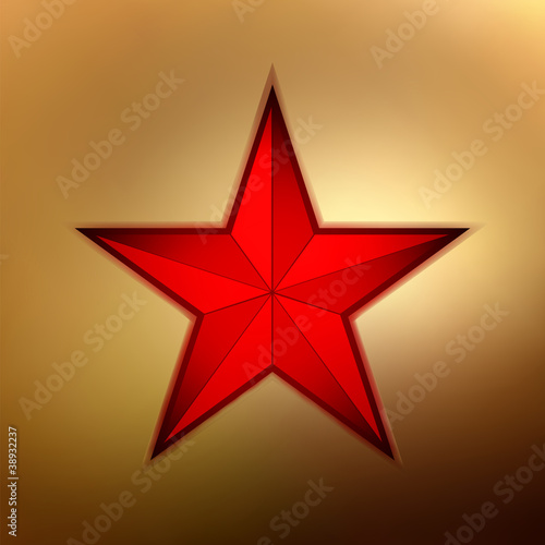 illustration of a red star on gold. EPS 8
