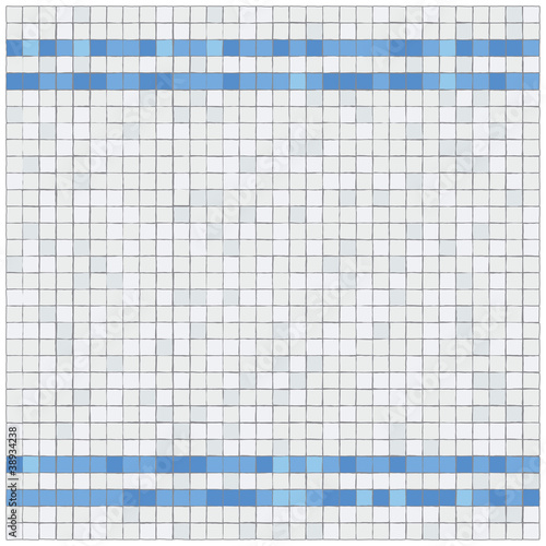 Little blue and withe tiles wall covering. Border. 