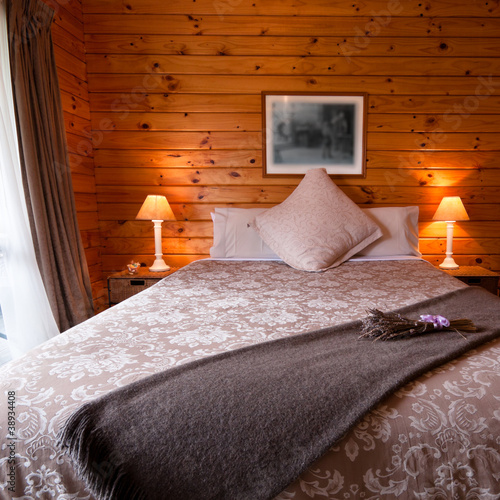 Lodge bedroom interior detail