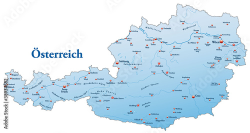 Landkarte von Österreich in blau