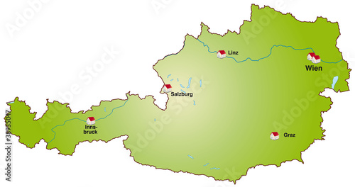 Landkarte von Österreich als Internetkarte