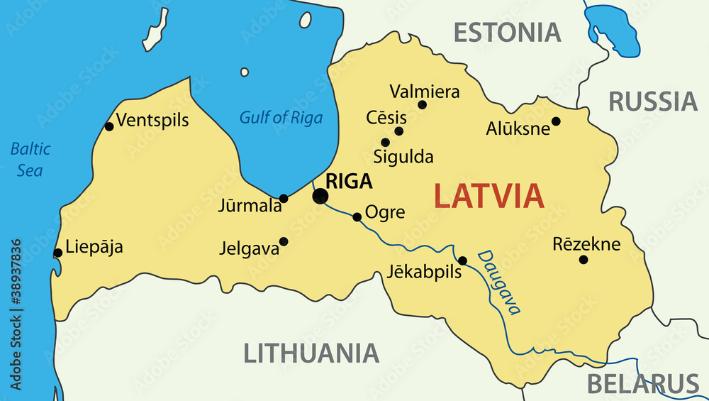 Obraz premium Republic of Latvia - vector map