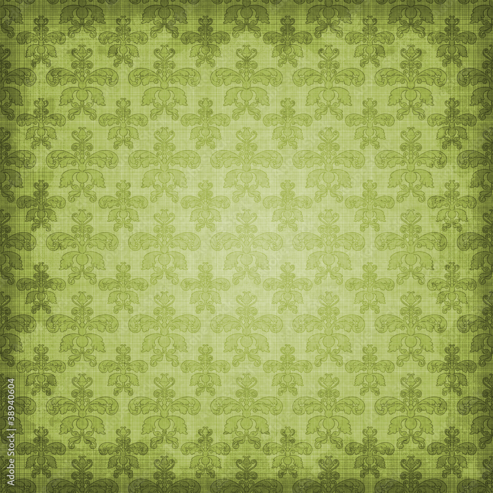 Shaded Green Damask Background Shaded Green Damask Background