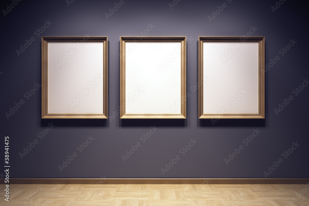 blank frames in the gallery - obrazy, fototapety, plakaty 