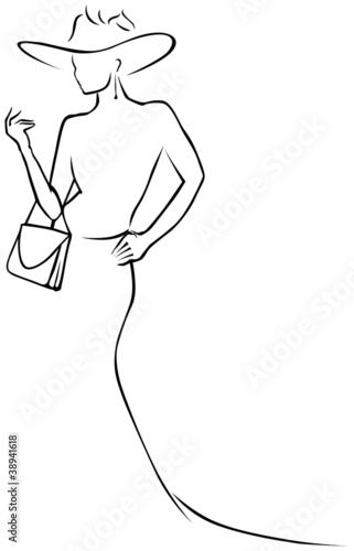 black lines woman in hat