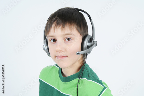 A teenager with a headset