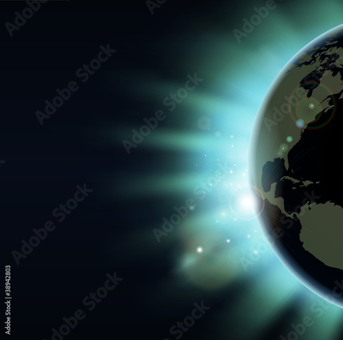 World globe eclipse sunrise...