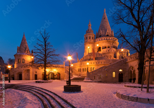 Photography Winter scene of the Fisherman's Bastion in Budapest