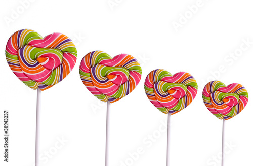 isolated heart-shaped lollipops colorful © pishit
