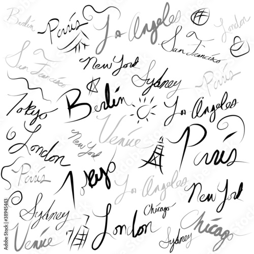 Travel Location Handwriting Doodle
