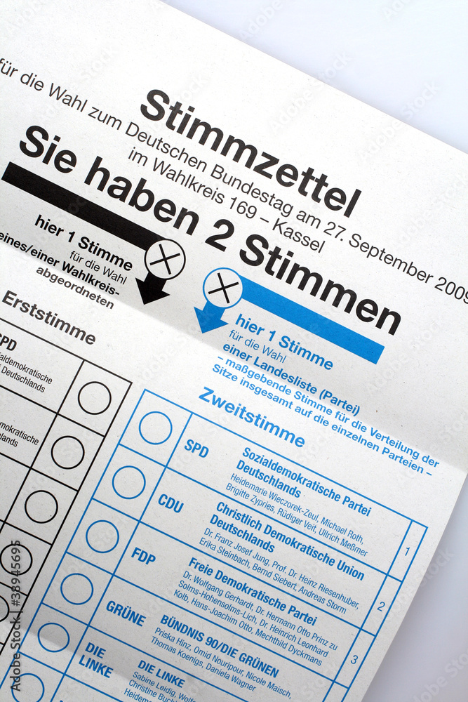 Obraz premium Stimmzettel fuer die Bundestagswahl