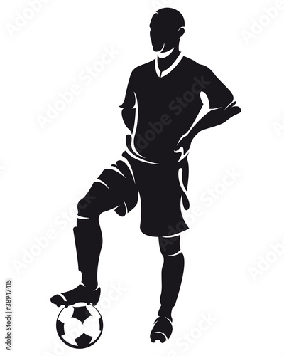 ector football (soccer) player silhouette with ball isolated