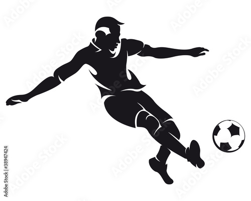Vector football (soccer) player silhouette with ball isolated