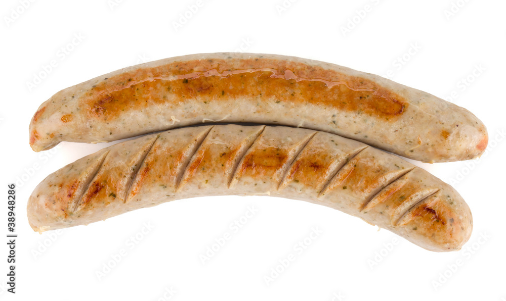 Two grilled sausages