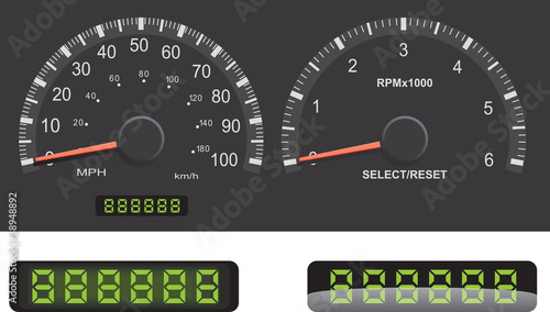 Speedometer and Tachometer Dash Gages