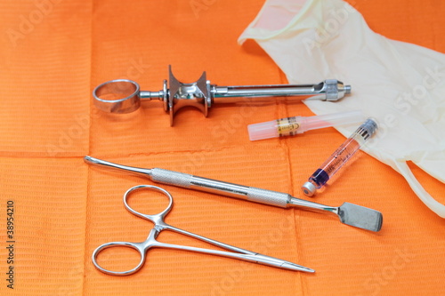 Syringe,anaesthetic and dental instruments photo