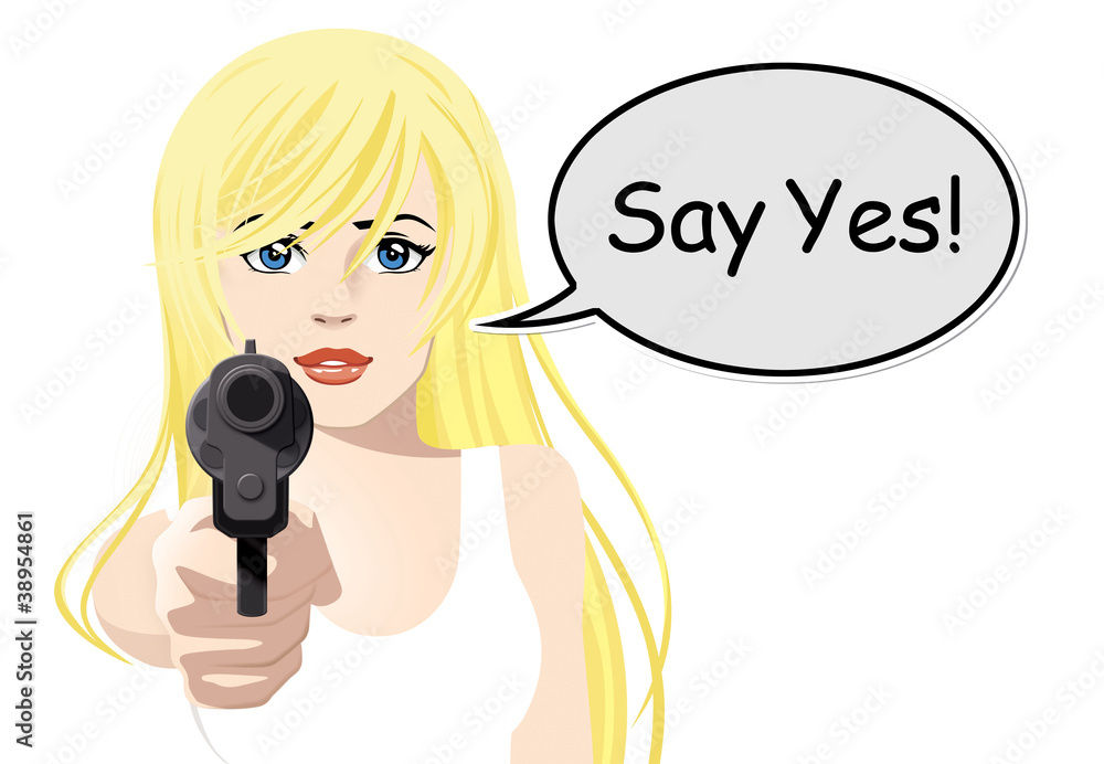 Comic Frau mit Waffe Comic Frau mit Waffe