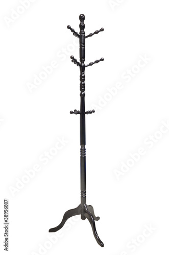 Wooden coat rack isolated