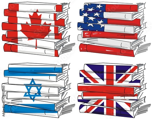 England America Canada Israel  flag book