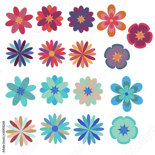 Set of vector flowers for patterns and decoration