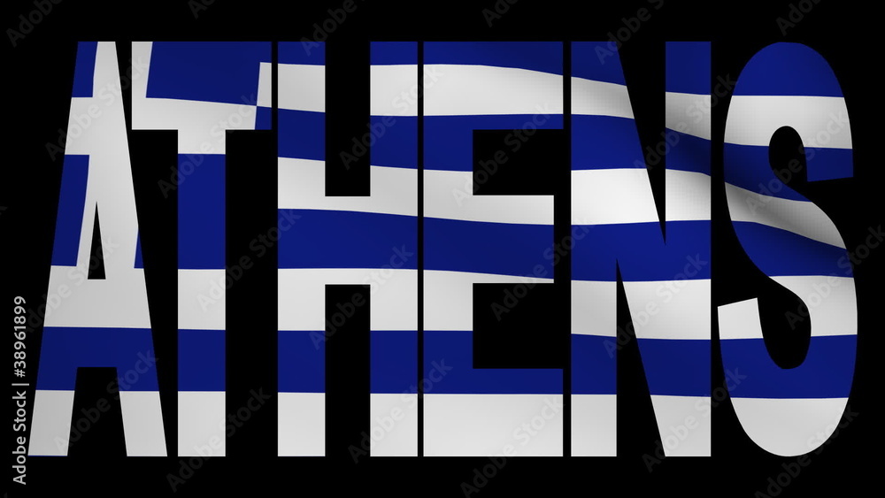 Athens text with fluttering Greek flag animation Stock Video | Adobe Stock