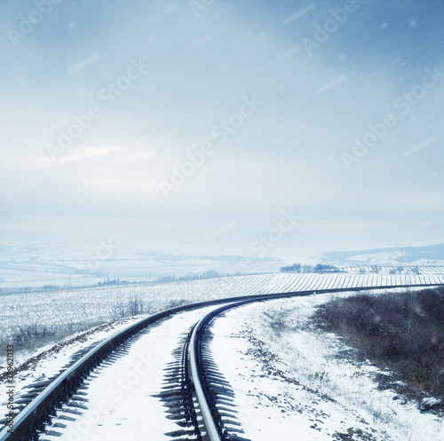railroad in snow © tycoon101