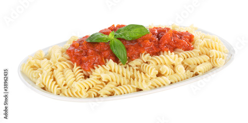 Pasta italiana, fusilli al pomodoro photo