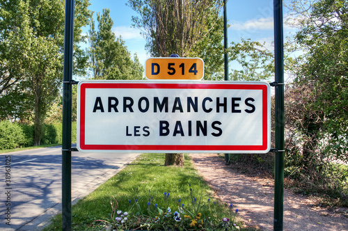 Arromanches Les Bains - Panneau de commune