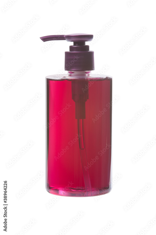 Fototapeta premium red gel pump bottle