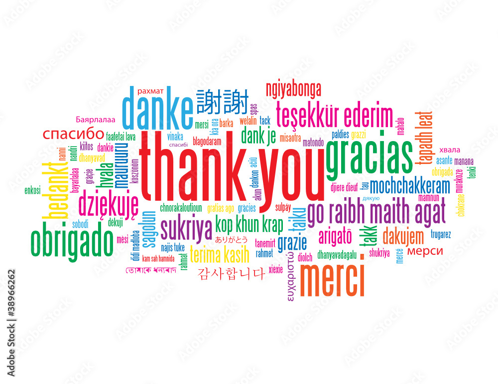 Fototapeta premium THANK YOU Tag Cloud (card smile greetings translation languages)