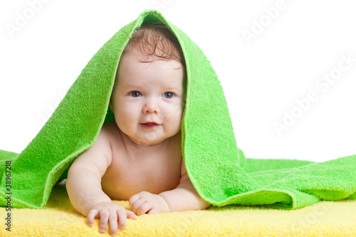 Cute happy baby in colorful...