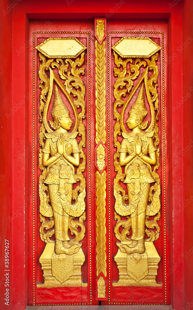 The Thai line of Thai temple doors in Thailand