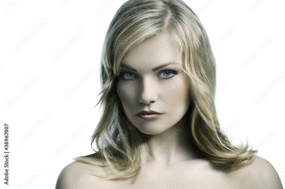 blond young woman with stylish hair blond young woman with stylish hair