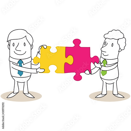 Geschäftsmann, Puzzleteile, Teamwork 2