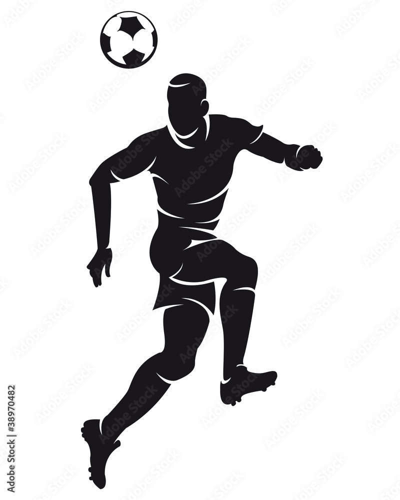 Vector football (soccer) player silhouette with ball isolated