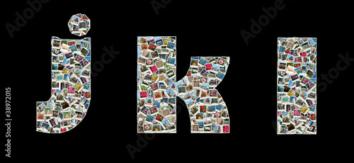 Canvas Print J,K and L literas made like collage of travel photos