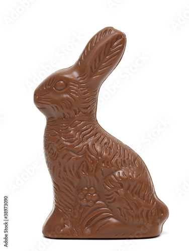 Easter chocolate bunny on white background