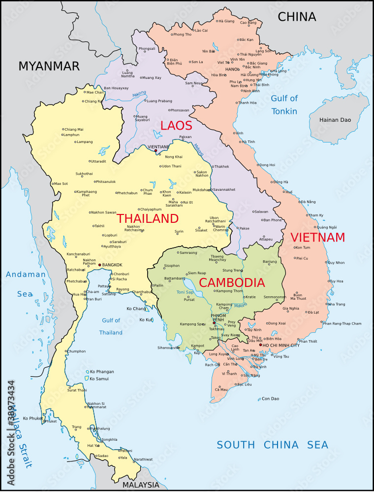Thailand, Vietnam, Laos, Kambodscha