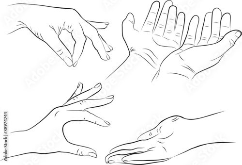 hand gestures set on white background - freehand