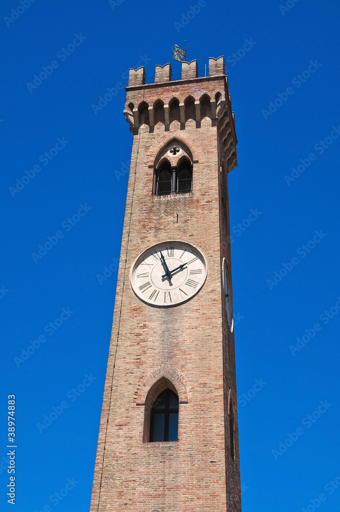 Belltower. Santarcangelo of Romagna. Emilia-Romagna. Italy.