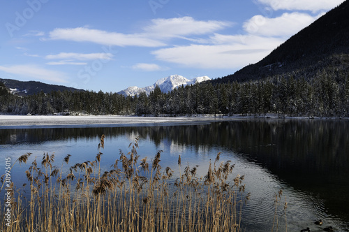 View of the Hintersee in winter, near Ramsau, Bavaria.