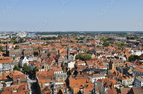 Aerial view on Bruges and zeebrugge.
