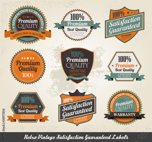 Vintage styled premium quality and satisfaction guarantee label