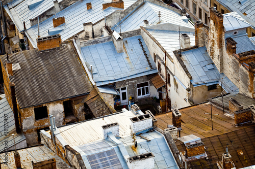 Roofs in Lviv (Lvov) city, Ukraine