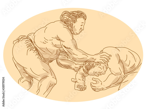 Japanese Sumo Wrestler Sketch