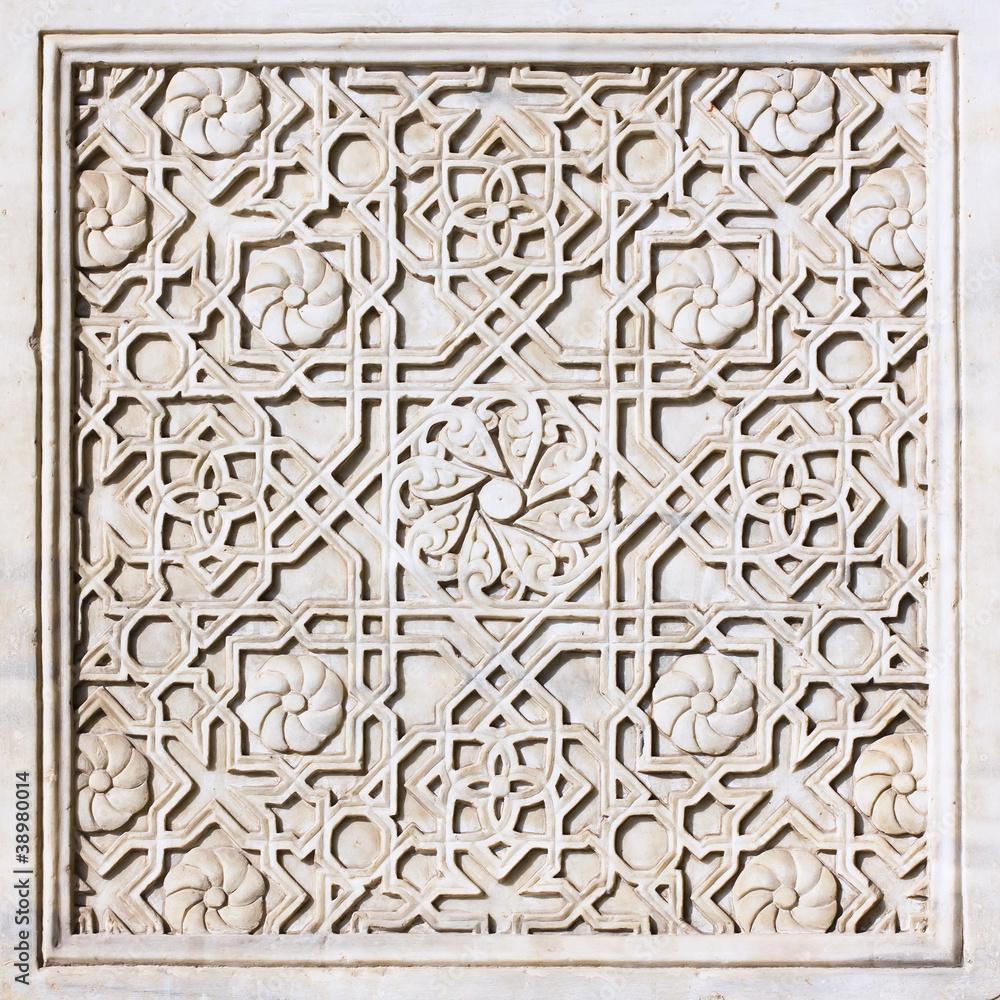 Carved ornament on the marble tile