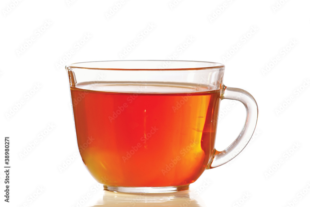 Cup of fresh tea on a white background Cup of fresh tea on a white background