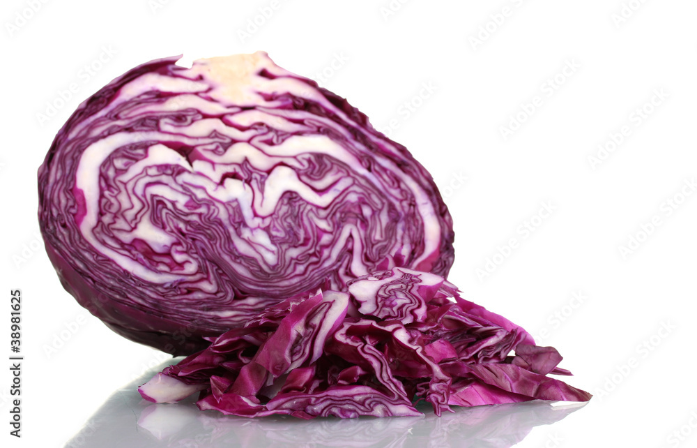 sliced red cabbage isolated on white sliced red cabbage isolated on white