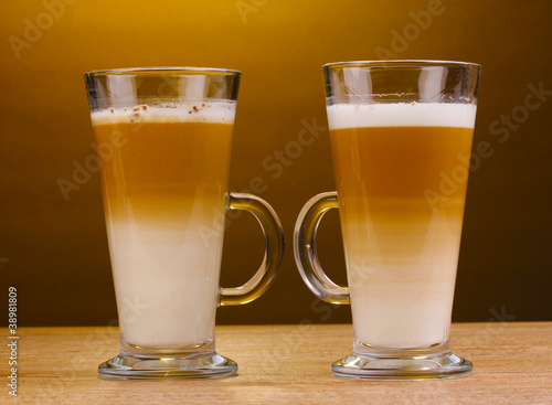Fragrant сoffee latte in glass cups
