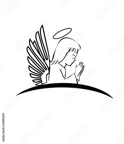 Angel praying creative logo